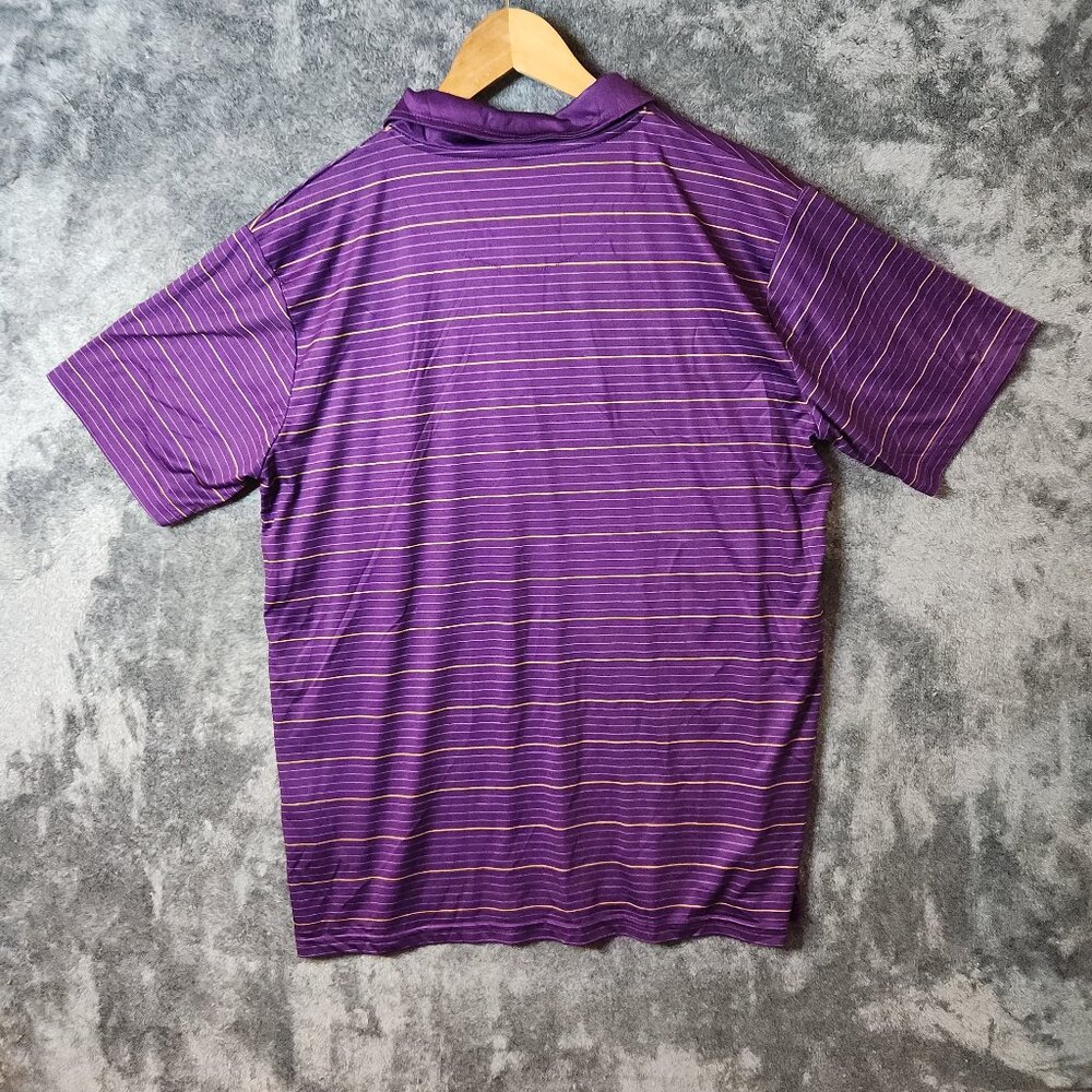 NFL Team Apparel Minnesota Vikings Men's Striped Polo Shirt - Size Medium Purple - Picture 3 of 10